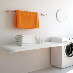 Laundry Folding Table, 32'' X 16'' Wooden Wall Mount Desk, Laundry Table For Folding Clothes, White, 32'' Length