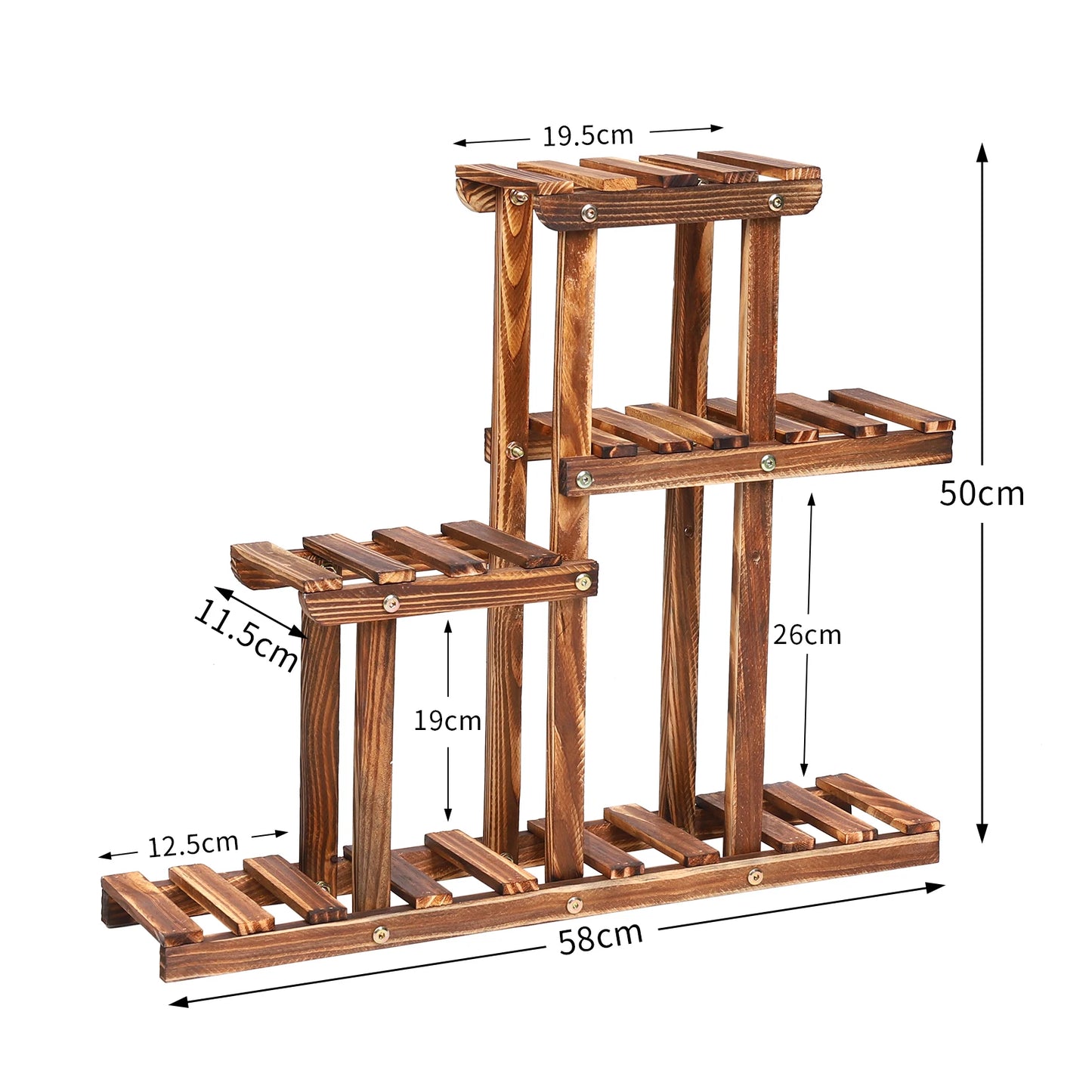 Carbonized Wood Plant Stand for Outdoor Balcony Garden