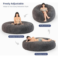 Bean Bag Chair for Adults, Large 6 ft Bean Bag Chair w/Foam Filling, Ultra Soft Fur Lazy Sofa, Machine Washable Cover