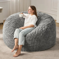 5ft Bean Bag Chairs, for Adults Large Beanbag Chair w/Stripe Plush Cover Big, bean bag Chair for Living Room Bedroom Dorm Office