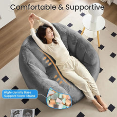Giant Bean Bag Chair, Faux Fur Bean Bags Couch for Adults and Kids, Large Upholstered Been Bag Sofa Chairs with Filler