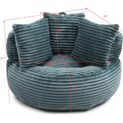 Bean Bag Chair, Giant Bean Bag Chairs for Adults, Kids, Oversized Corduroy Bean Bag Couch with Pillows, Comfy Stuffed Beanbag