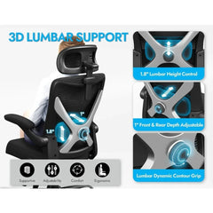 Ergonomic Mesh Office Chair w/ Lumbar Support, and Headrests