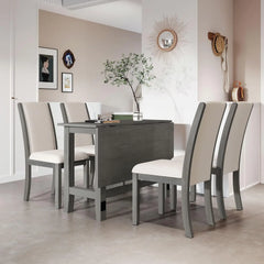 Farmhouse Drop Leaf Folding Dining Table, Space Saving Flip Top Dining Kitchen Table for 4, Solid Wood Extendable Dining Room