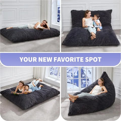 3 in 1 Giant Bean Bag Chairs Convertible Bean Bag Floor Cushion with Machine Washable Cover, Beanbag Chairs for Adult