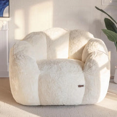Bean Bag Chair for Adults, Floral Shaped Bean Bag Sofa, Ultra Soft Faux Fur Floor Sofa, Large Reading Chair for Living Room