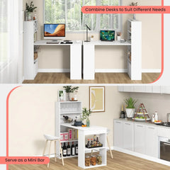 48 Inch Computer Desk with Bookshelf Reversible Study Writing Desk with Storage Shelves CPU Stand Compact Office Desks & Worksta