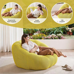 Adult Bean Bag Chair, Memory Foam Bean Bag Chair with Filling, Plush Lounge Sofa for Living Room, Bedroom, Balcony & Dorm - Cozy