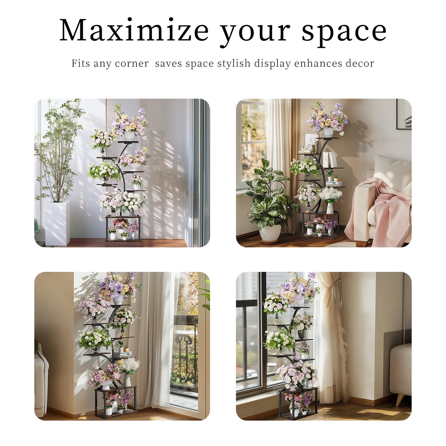 151CM Tall 7 Tier Tree-Shaped Plant Stand Display Rack Corner Flower Holder for Indoor Organizer Rack