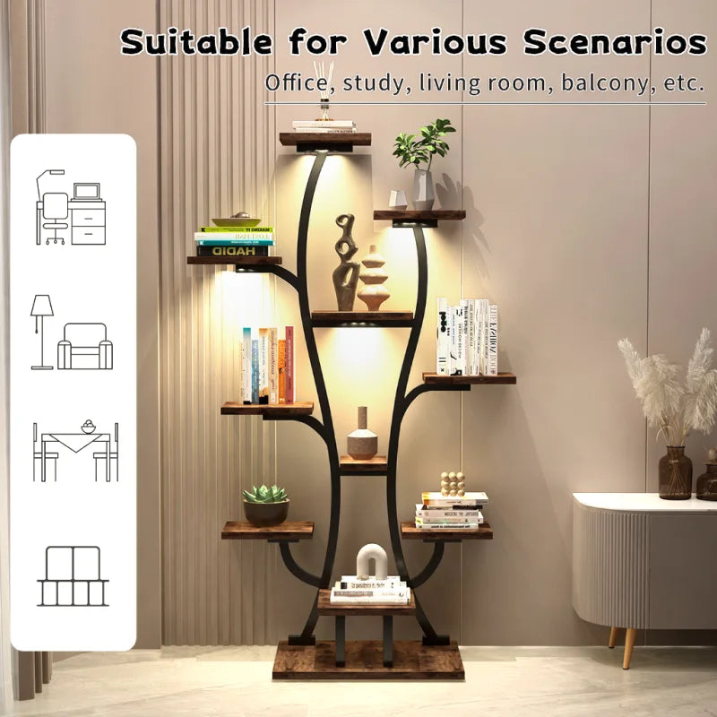 (Vase Shape) Plant Stand Indoor with Grow Lights, Indoor Plant Shelf, Metal Plant Flower Holder Stand, Vase Shape Plant Rack for