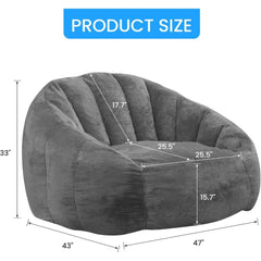 Giant Bean Bag Chair, Faux Fur Bean Bags Couch for Adults and Kids, Large Upholstered Been Bag Sofa Chairs with Filler