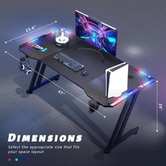Ergonomic Gaming Desk with LED Lights and Carbon Fiber Surface