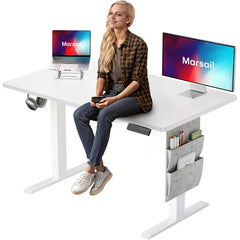 Marsail Standing Desk Adjustable Height Home Office Desk,48x24 Electric Standing Desk, Stand up Desk with Storage Bag