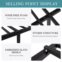 Metal Platform Bed Frame with Vintage Circular Design Headboard and Footboard