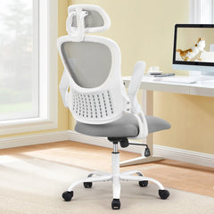 Ergonomic Adjustable Headrests, Lumbar Support Office Chair with Flip-up Arms