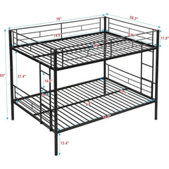 Full Over Full Bunk Bed for Teens, Heavy Duty Metal with Sturdy Guard Rail & 2 Side Ladders, Convertible Bunkbed,No Box Spring N