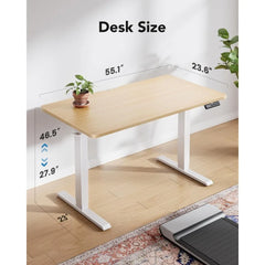 55" x 24" Electric Standing Desk Adjustable Height, 4 Memory Height Settings, Headphone Hook, Cable Manager, Sit Stand Up Desk