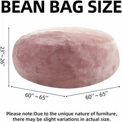 Bean Bag Chair 5Ft, Memory Foam Filled, Large Beanbag Chairs for Adults and Teens, Soft Sofa with Removable Flannel Cover, Round