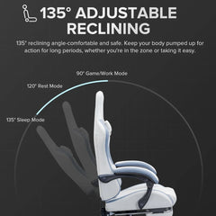 Adjustable Reclining Gaming Chair with Lumbar Support Footrest