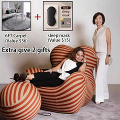 Light Luxury Modern Designer Lazy Sofa 39.3"*37.4"*37.4" Adult Floor Leisure Single armrest Couch, Red and Yellow Bean Bag Sofas