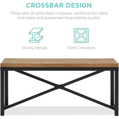 45.5in 3-Piece Bench Style Dining Furniture Set, 4-Person Space-Saving Dinette for Kitchen, Dining Room w/ 2 Benches, Table - L