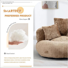 Giant Bean Bag Chair with Foam Filler, Oversized Bean Bag Couch for Adults Teens, Comfy Floor Sofa Chair with 3 Pillows, Lazy Be