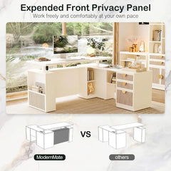 63" L Shaped Standing Desk, AC/USB, Electric Stand Up Table with Multiple Functions, Height Adjustable Executive Desk with 3 Dra