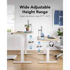 55" x 24" Electric Standing Desk Adjustable Height, 4 Memory Height Settings, Headphone Hook, Cable Manager, Sit Stand Up Desk
