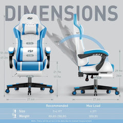 Ergonomic PU Leather Gaming Chair with 360° Swivel & Lumbar Massage