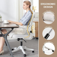 Ergonomic Office Chair Computer Desk Chairs with Flip-up Armrests and Lumbar Support, High Back Mesh Gaming Chairs Rolling Work