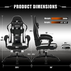 Ergonomic Gaming Chair with Footrest, Armrest, and Lumbar Support