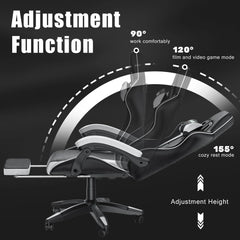 Ergonomic Gaming Chair with Footrest, Headrest, and Lumbar Cushion
