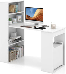 48 Inch Computer Desk with Bookshelf Reversible Study Writing Desk with Storage Shelves CPU Stand Compact Office Desks & Worksta