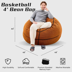 Sports Basketball Bean Bag Chair - Giant Bean Bag Chairs for Adults and Kids - Oversized Bean Bag Sofa Couch with Filler-Baske