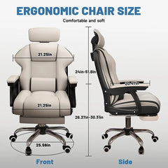 Ergonomic Executive Reclining Office Chair with Footrest Lumbar Support