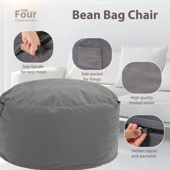 Oversized Bean Bag Chair with Removable Cover Soft Foam Furniture Portable Sofa Living Room Bedroom Dorm