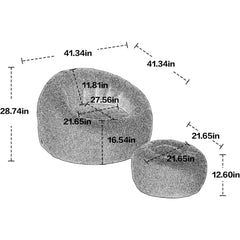 Modern Extra Large Round Bean Bag Chair with Footrest – Stylish Chenille Fabric, High-Density Memory Foam, Ultimate Comfort