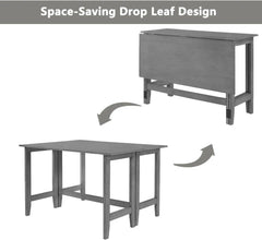 Farmhouse Drop Leaf Folding Dining Table, Space Saving Flip Top Dining Kitchen Table for 4, Solid Wood Extendable Dining Room