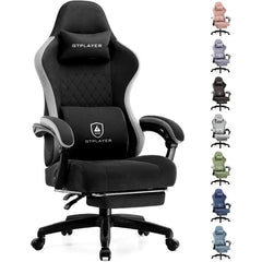 GTPLAYER Gaming Chair with Pocket Spring Cushion, Linkage Armrests and Footrest