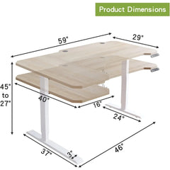 59-Inch Large Electric Height Adjustable Computer L-Shaped Desk with Memory Controller Corner Standing Desk Modern Workstation w