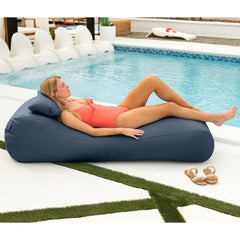 Arlo Outdoor Bean Bag Sun Lounger - Pool and Patio Chaise Recliner, Navy Blue