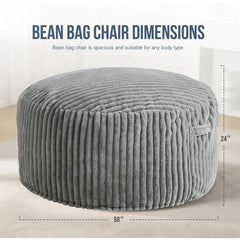 5ft Bean Bag Chairs, for Adults Large Beanbag Chair w/Stripe Plush Cover Big, bean bag Chair for Living Room Bedroom Dorm Office