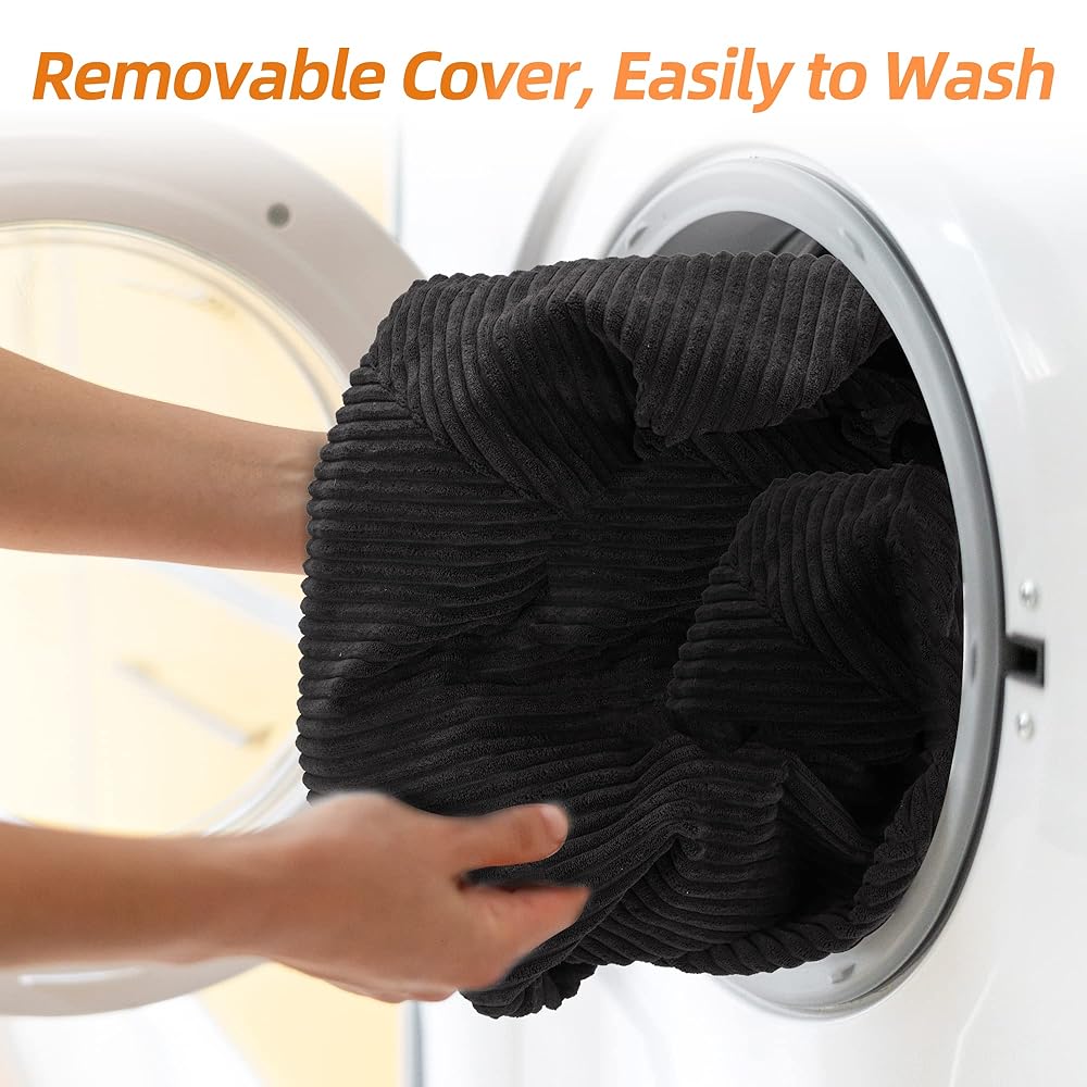 Bean Bag Chair: Teardrop Bean Bags With Memory Foam Filled, Compact Beanbag Chairs Soft Sofa With Corduroy Cover (Black)