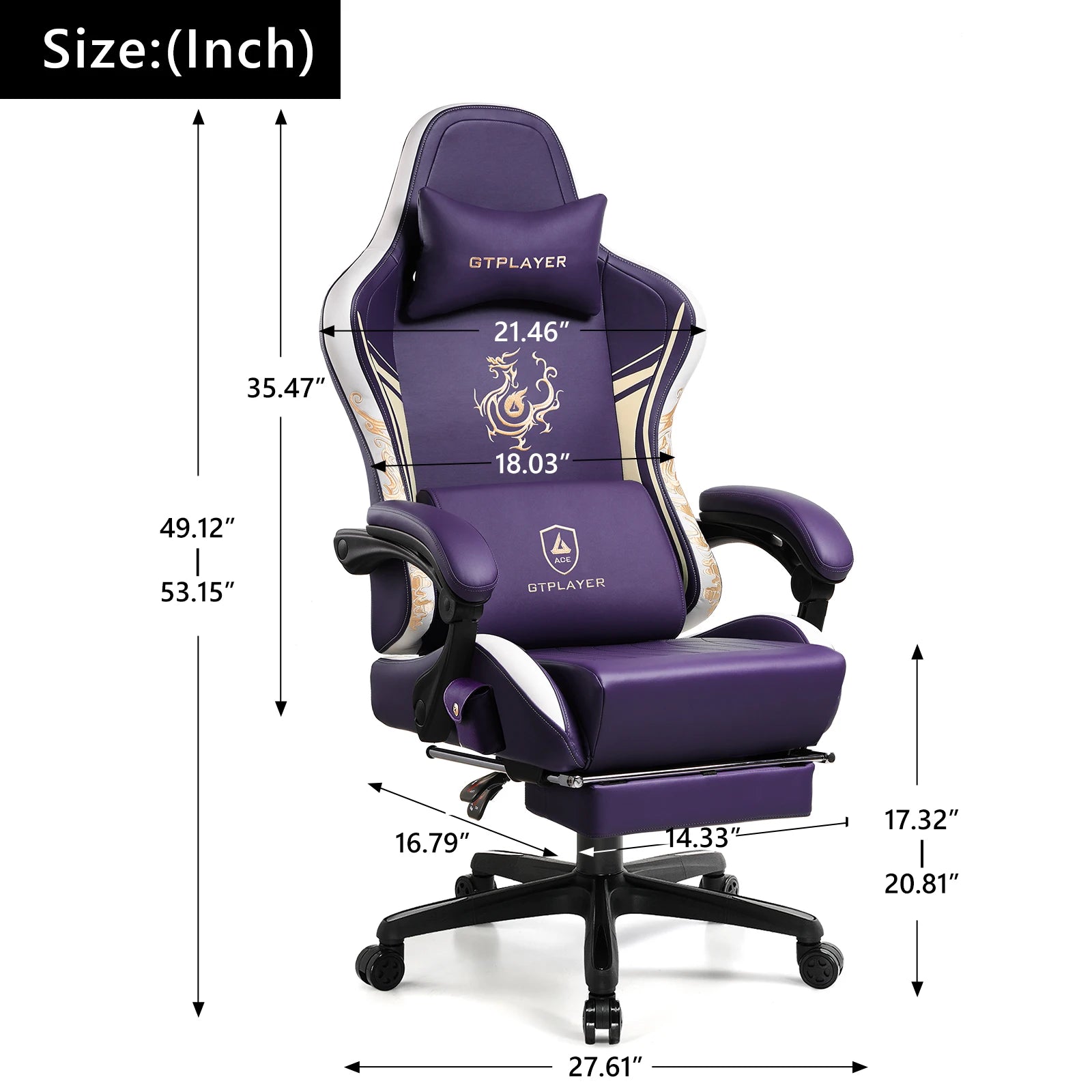 Ergonomic Gaming Chair with Bluetooth Speakers, and Footrest