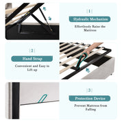 HOOMIC Lift-Up Storage Bed with Upholstered Wingback Headboard – Hydraulic Platform Bed with Under-Bed Storage, Durable Metal Frame, Multiple Mattress Sizes