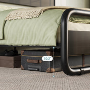 Metal Bed Frame with Curved Wooden Headboard & Footboard