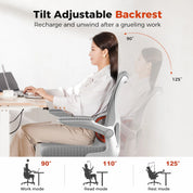Ergonomic Office Chair with Flip-Up Armrests and Saddle Cushion