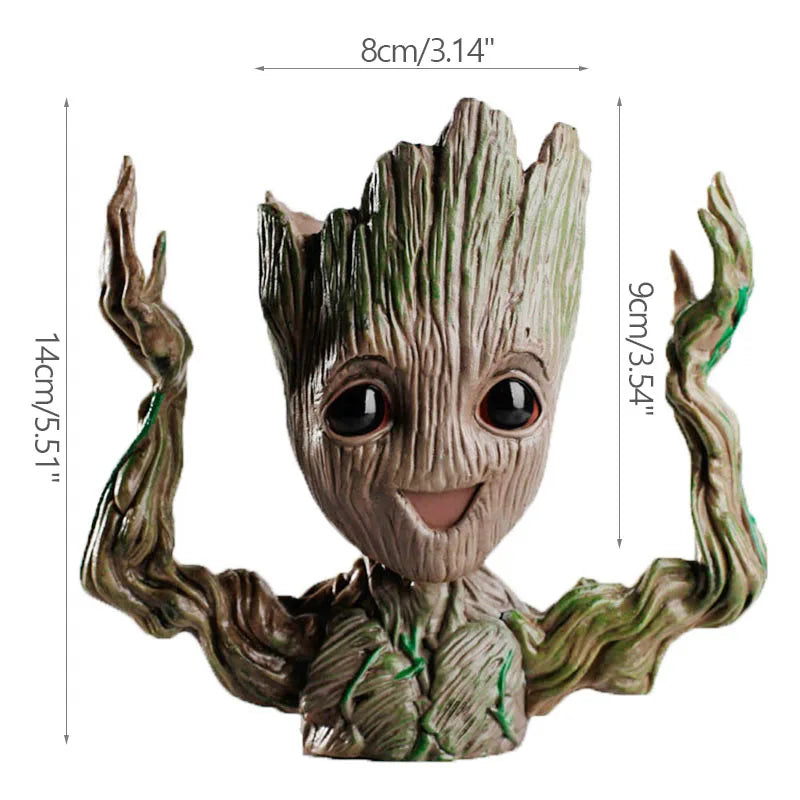 Fashion Handicrafts Anime Action Groot Character Multifunction Plants Flower Pot Pen Holder Storage Organizer Home Decor Crafts