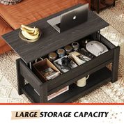 FurnishSpot Lift-Top Coffee Table with Hidden Storage & Shelf – Modern Farmhouse Coffee Table for Small Living Rooms