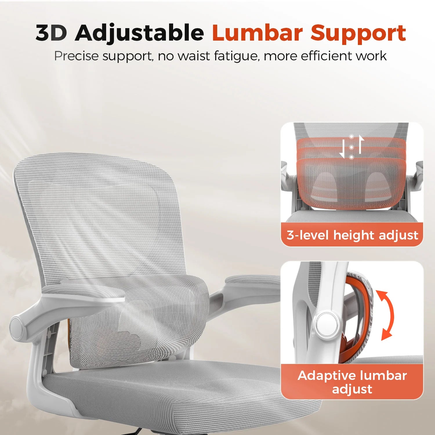 Ergonomic Office Chair with Flip-Up Armrests and Saddle Cushion